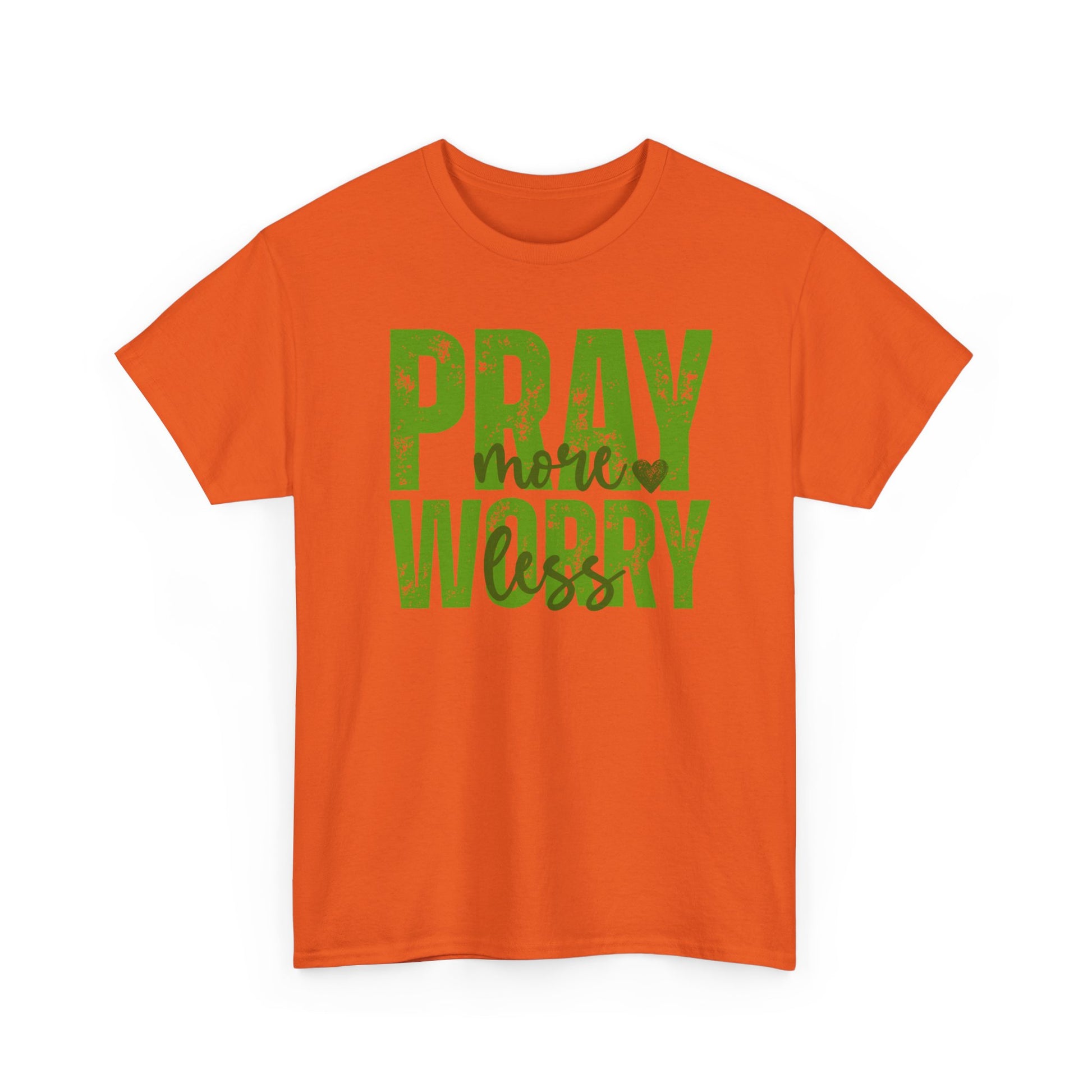 pray more worry less Inspirational Unisex Heavy Cotton Tee - 'Pray Worry' Motivational Shirt - Resilient Mind Media