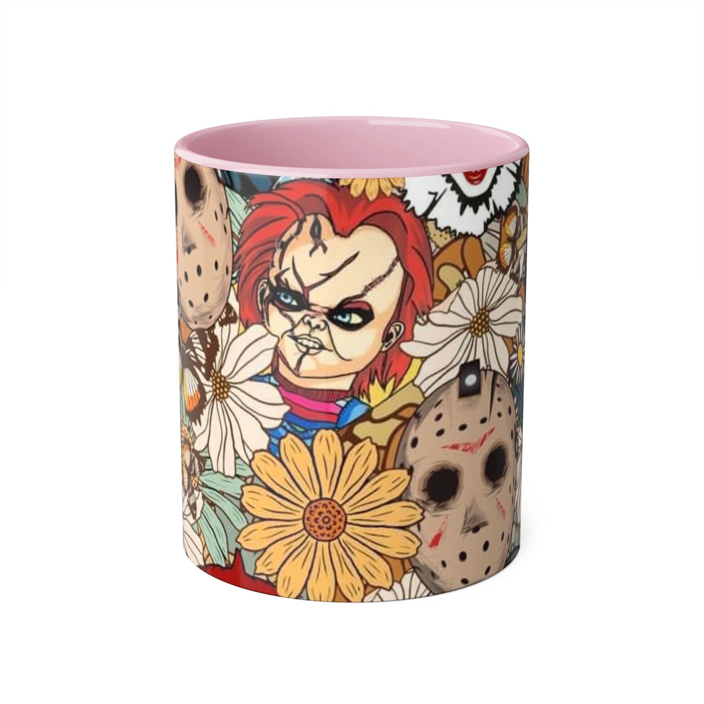 Chic Horror Accent Mugs, 11oz | Unique Gift for Horror Fans, Coffee Lover's Collectible, Spooky Seasonal Decor, Movie Night Essentials - Resilient Mind Media