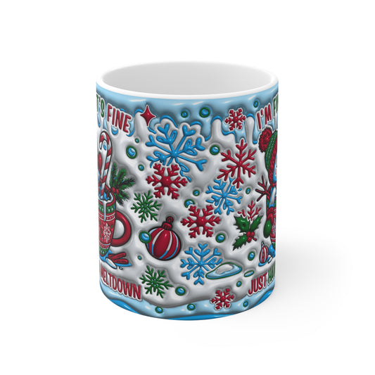 Festive Humor Ceramic Mug - Holiday Meltdown Design - Resilient Mind Media