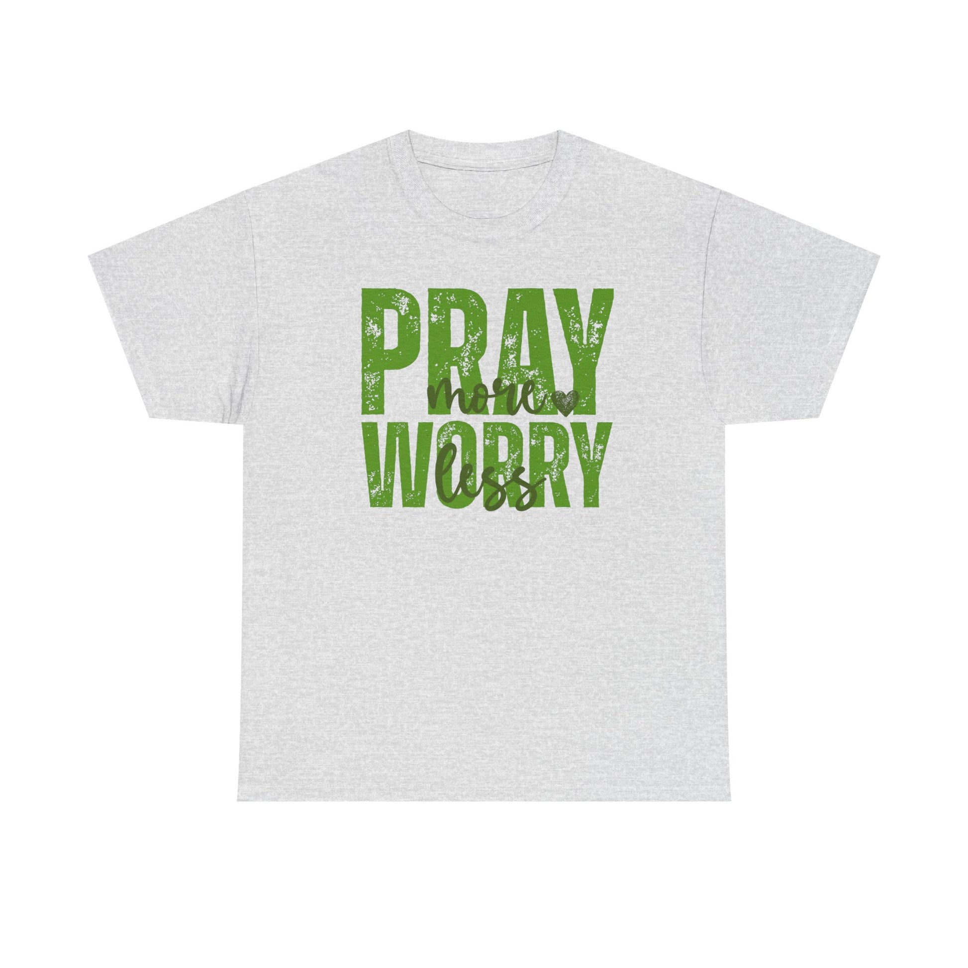pray more worry less Inspirational Unisex Heavy Cotton Tee - 'Pray Worry' Motivational Shirt - Resilient Mind Media