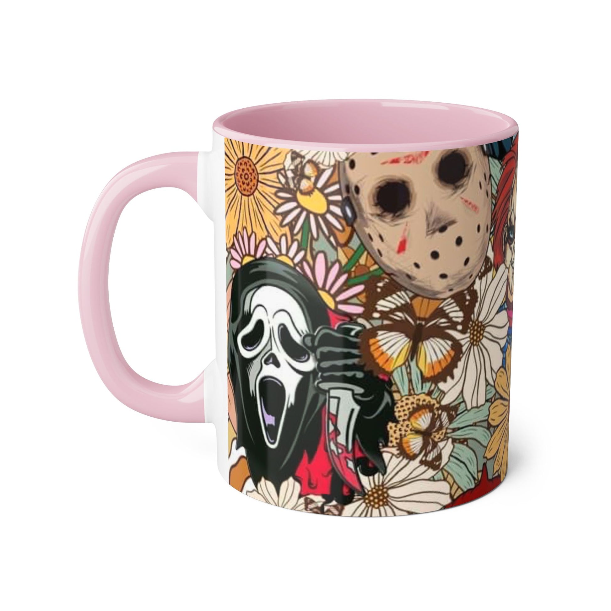 Chic Horror Accent Mugs, 11oz | Unique Gift for Horror Fans, Coffee Lover's Collectible, Spooky Seasonal Decor, Movie Night Essentials - Resilient Mind Media