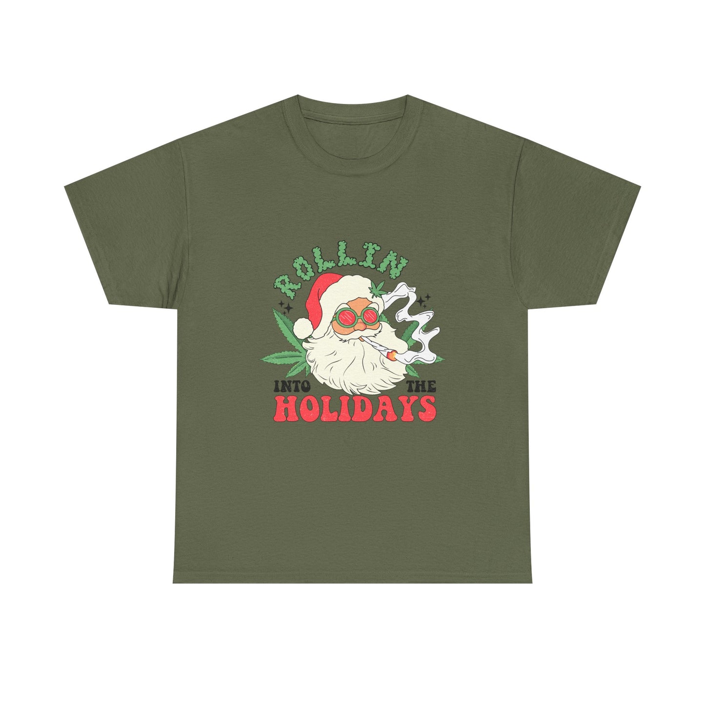 WEED FUNNY CANNABIS Rollin' into the Holidays Unisex Heavy Cotton Tee - Resilient Mind Media