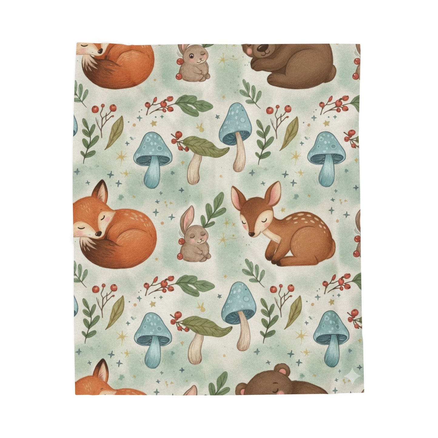 Whimsical Woodland Velveteen Blanket, Cozy Throw for Kids, Nursery Decor, Gift for Baby Shower, Soft Plush Blanket - Resilient Mind Media