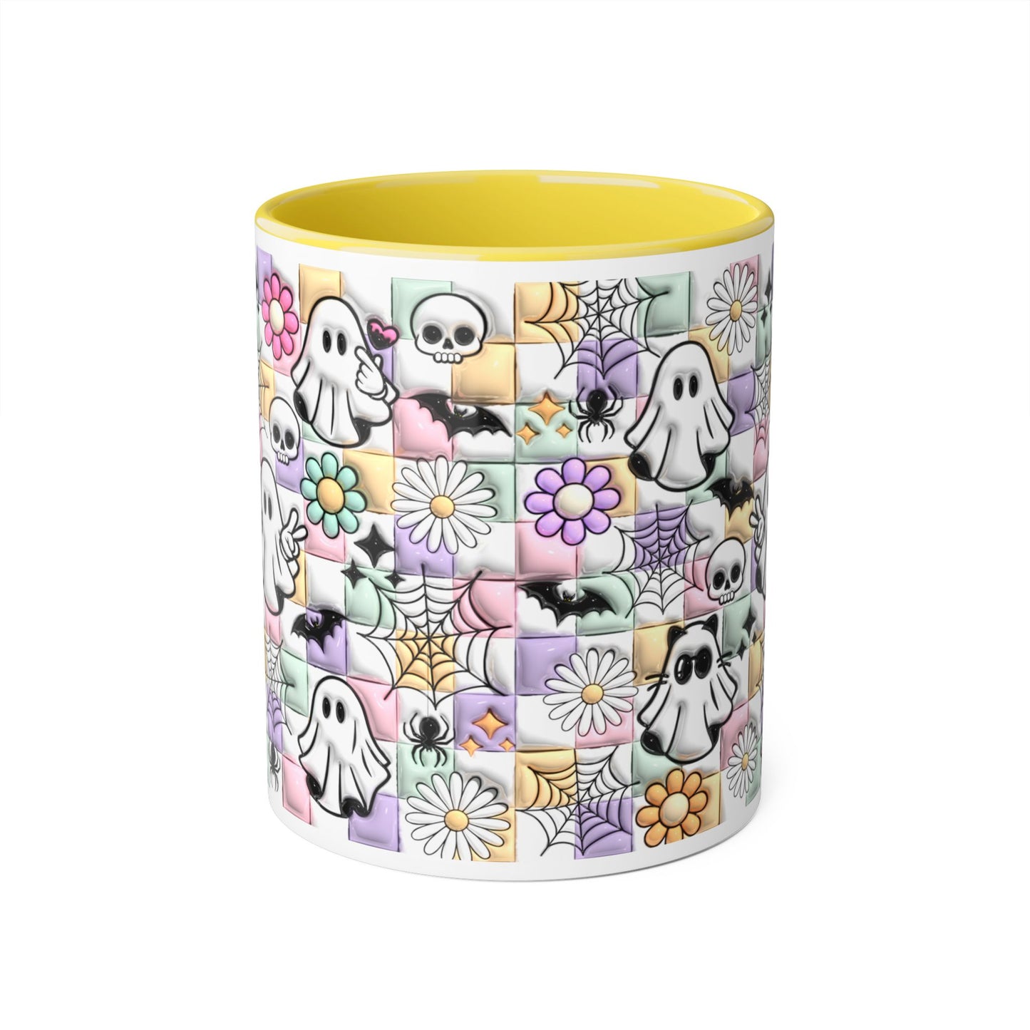 Halloween Ghosts and Flowers Accent Mug, 11oz - Resilient Mind Media
