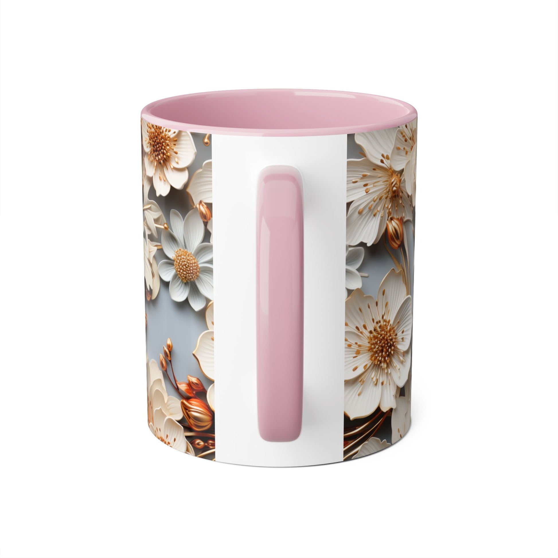 Elegant Floral Accent Mug - 11oz Coffee Cup with Black Handle - Resilient Mind Media
