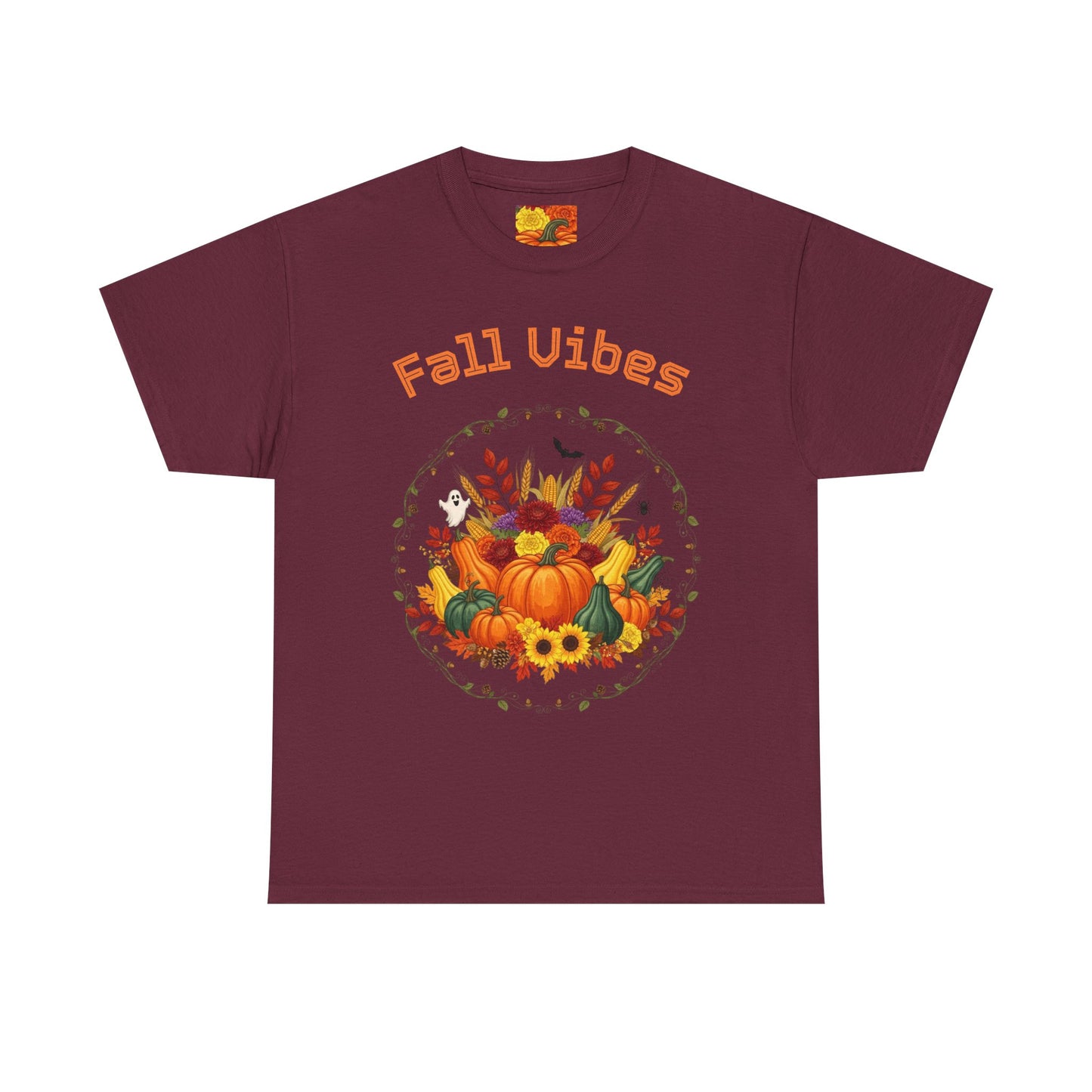 Fall Vibes Unisex Cotton Tee | Cute Autumn Shirt for Thanksgiving, Seasonal Gatherings, Cozy Nights, Harvest Celebrations, Gift