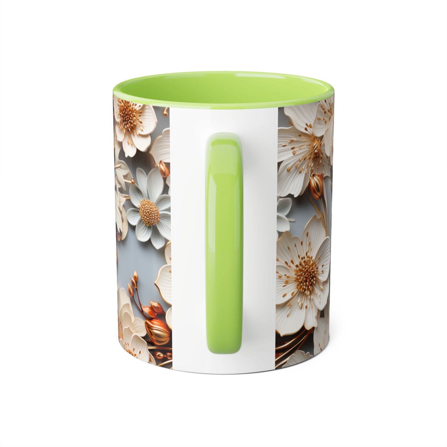 Elegant Floral Accent Mug - 11oz Coffee Cup with Black Handle - Resilient Mind Media